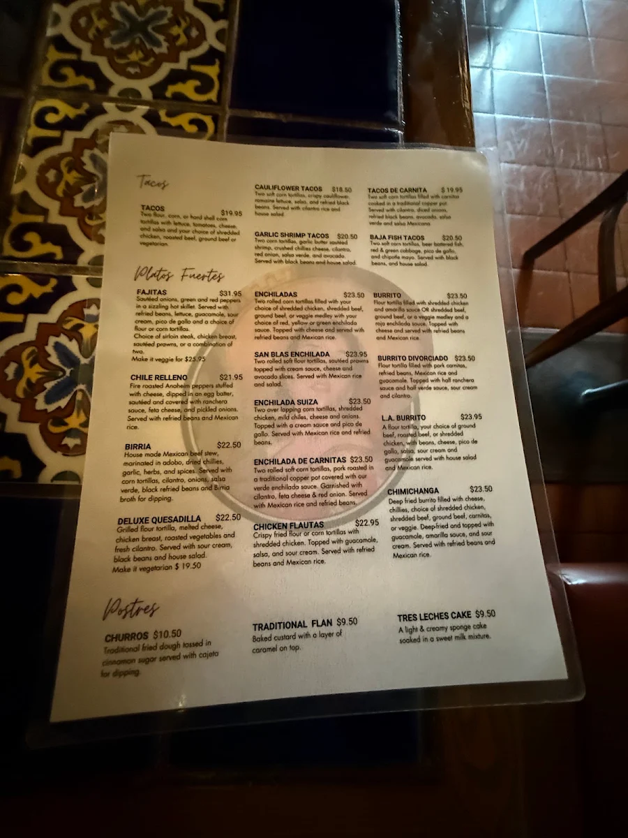 Menu, Las Margaritas