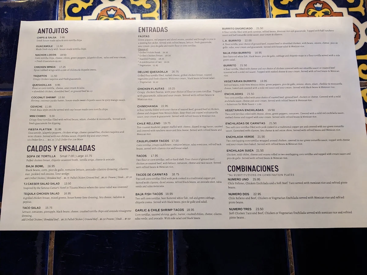Menu, Las Margaritas