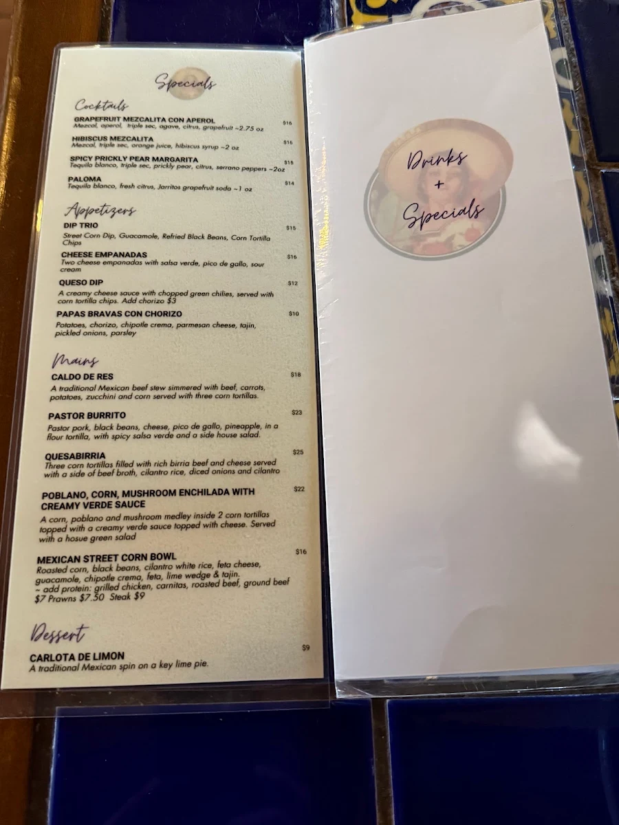 Menu, Las Margaritas