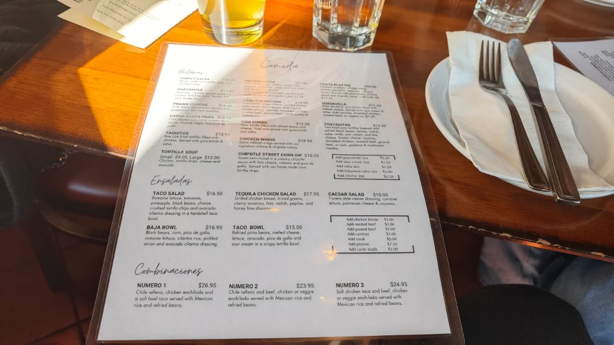 Menu, Las Margaritas