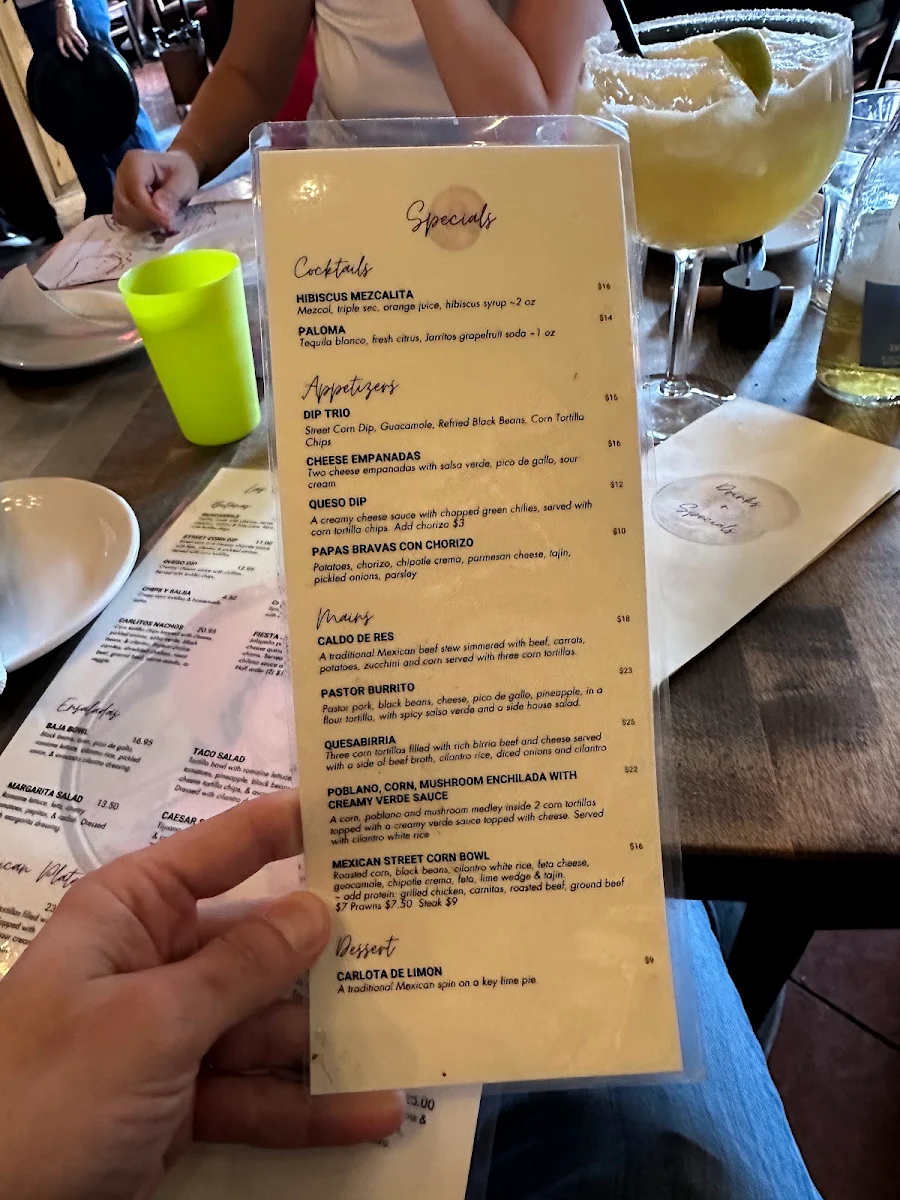 Menu, Las Margaritas
