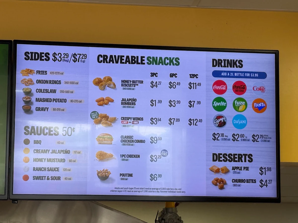 Menu, Church's Texas Chicken