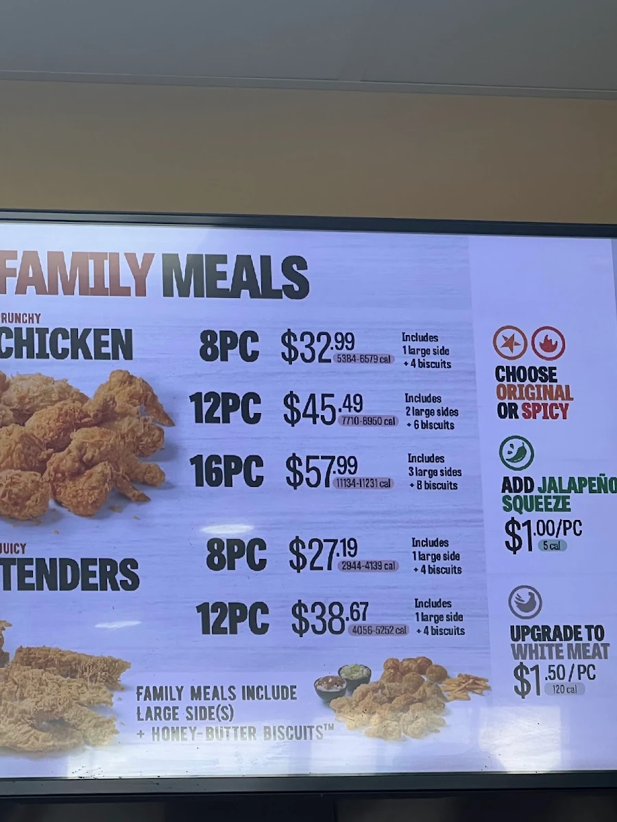 Menu, Church's Texas Chicken