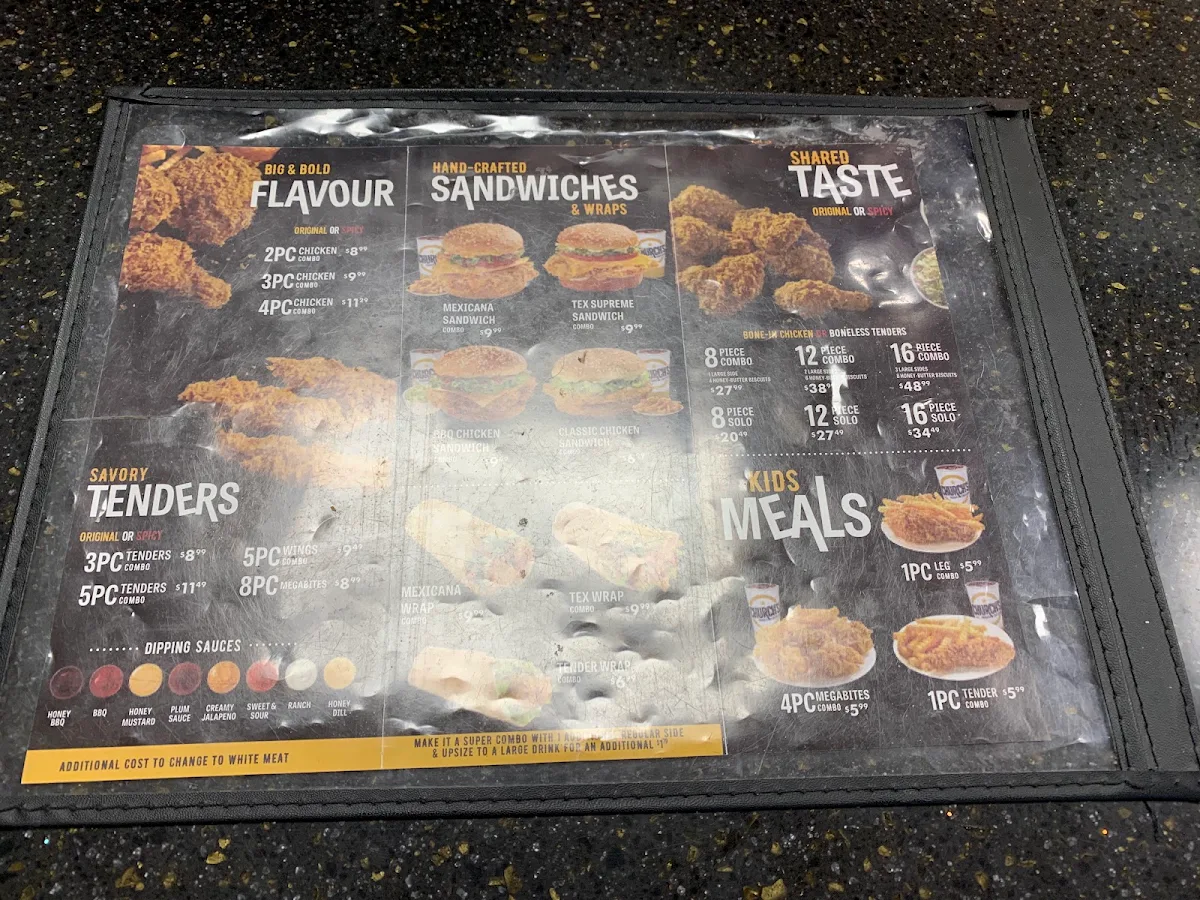 Menu, Church's Texas Chicken