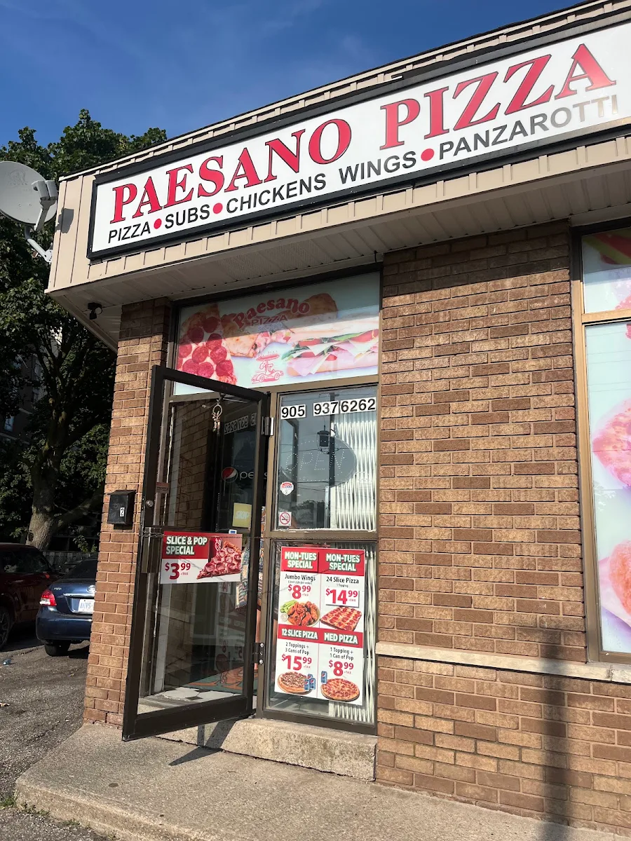 Menu, Paesano Pizza