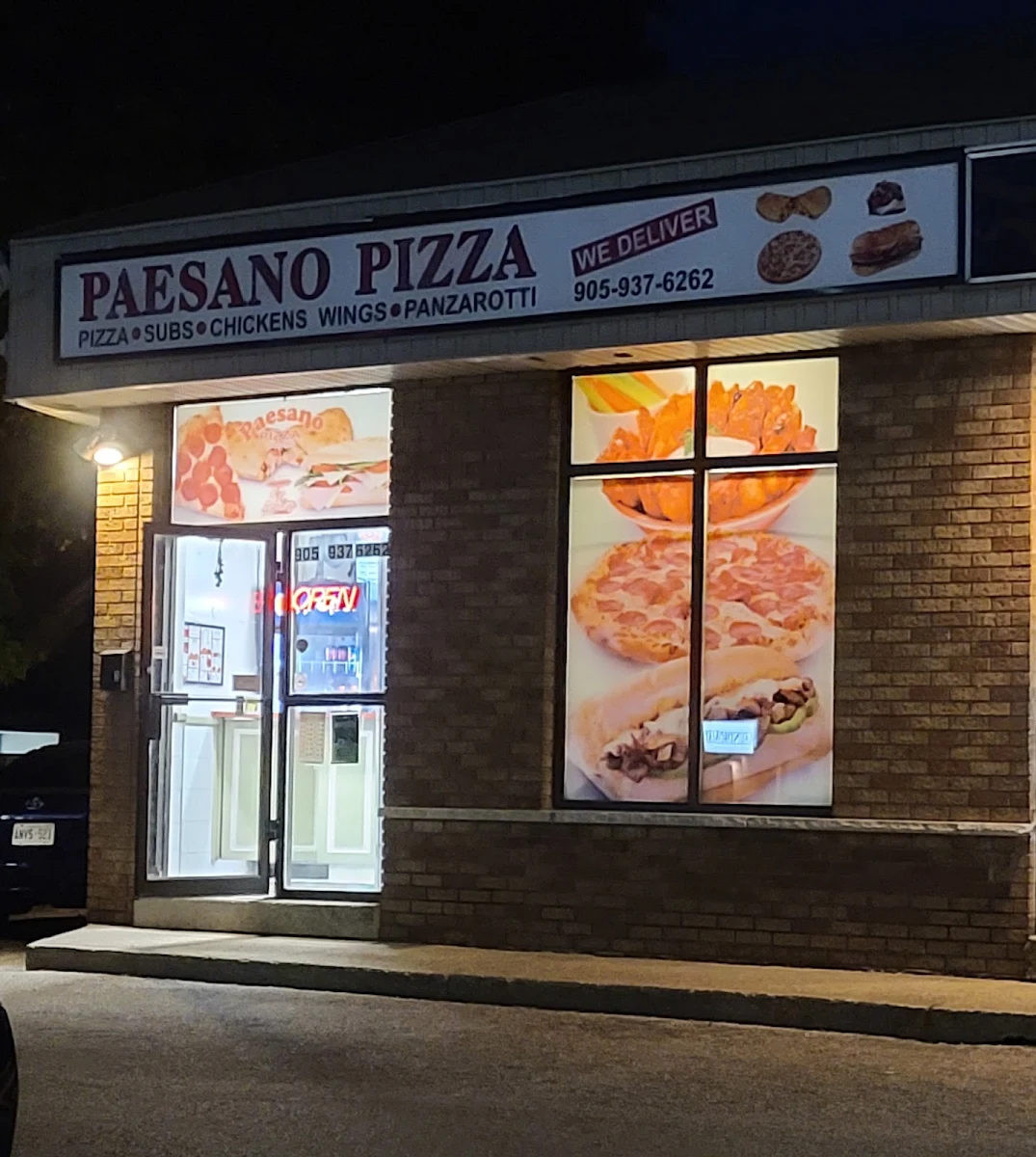Menu, Paesano Pizza