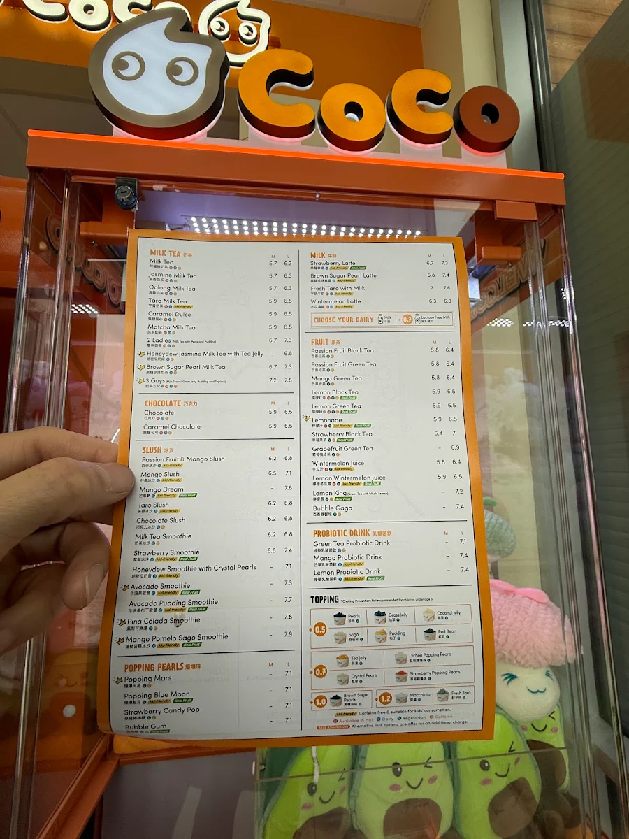 Menu, CoCo Fresh Tea & Juice - North
