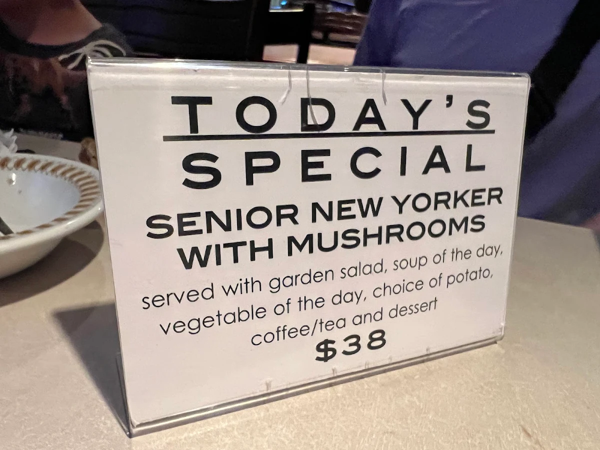 Menu, Rock Dell Steak House