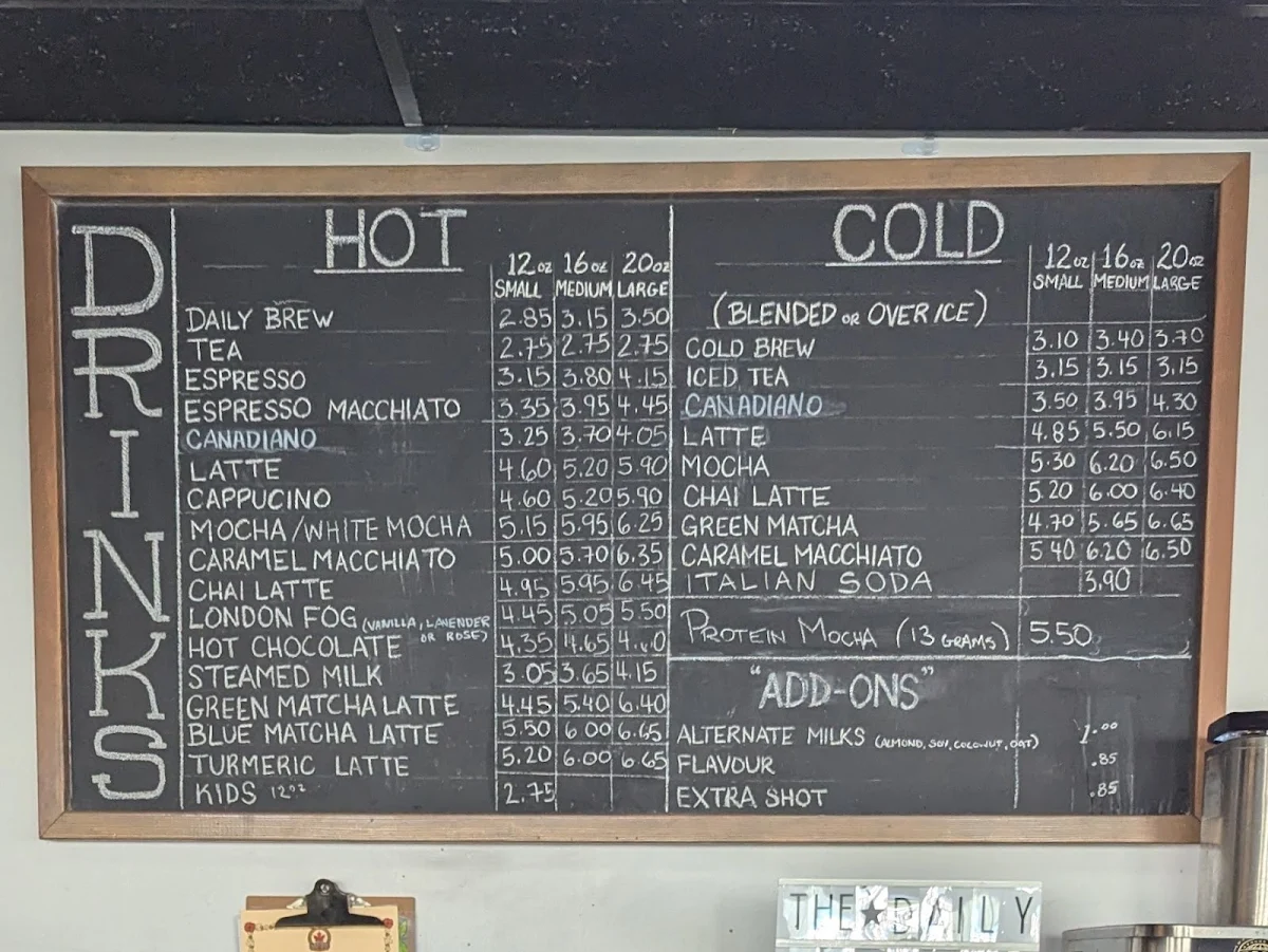 Menu, The Daily Roast Fine Coffee Company Inc