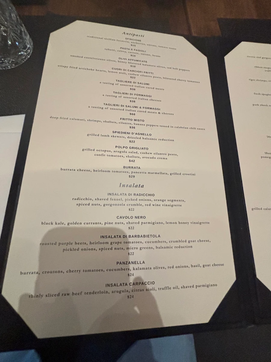 Menu, Nascosto Ristorante