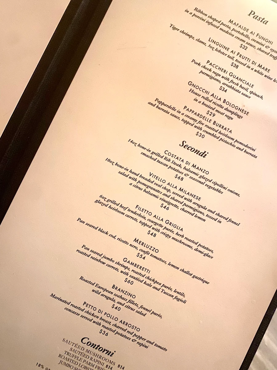 Menu, Nascosto Ristorante