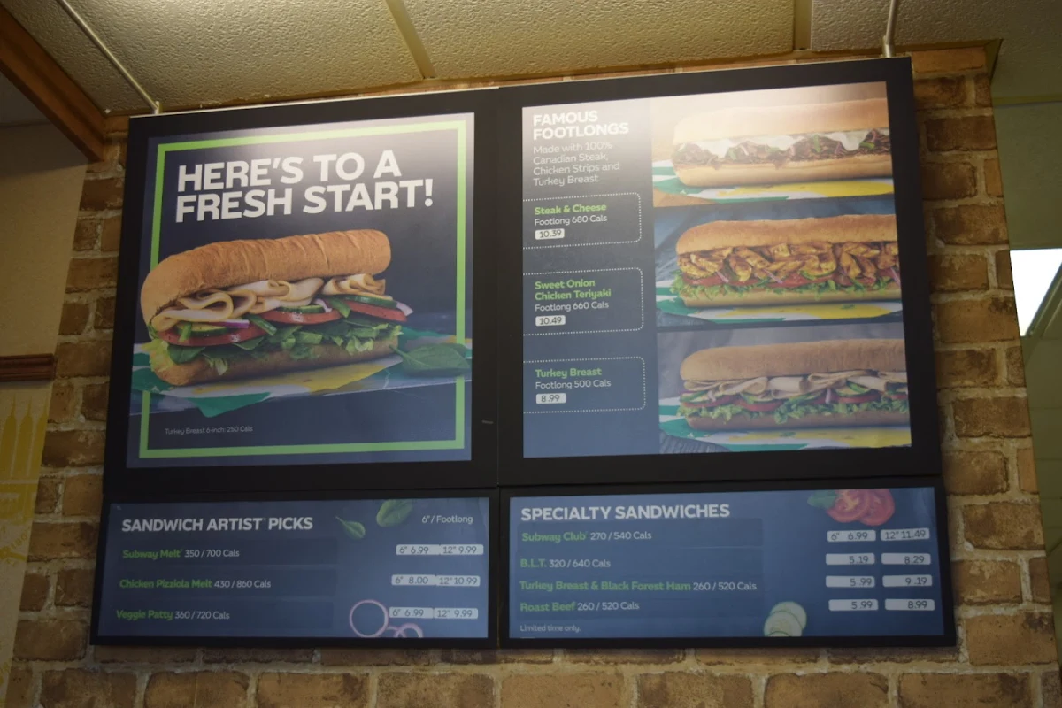 Menu, Subway