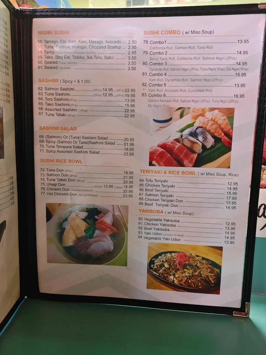 Menu, The Jin Sushi