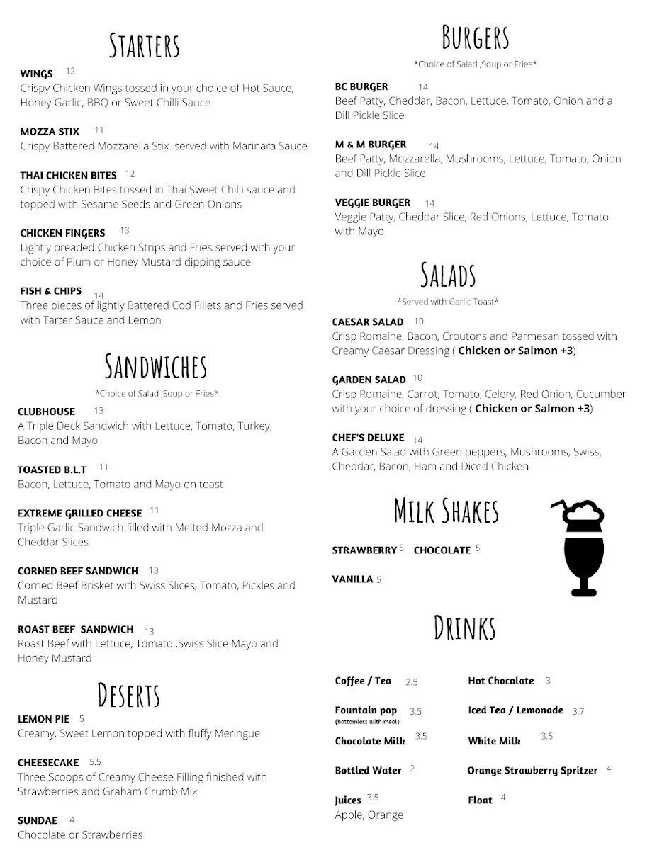 Menu, Phoenix Diner