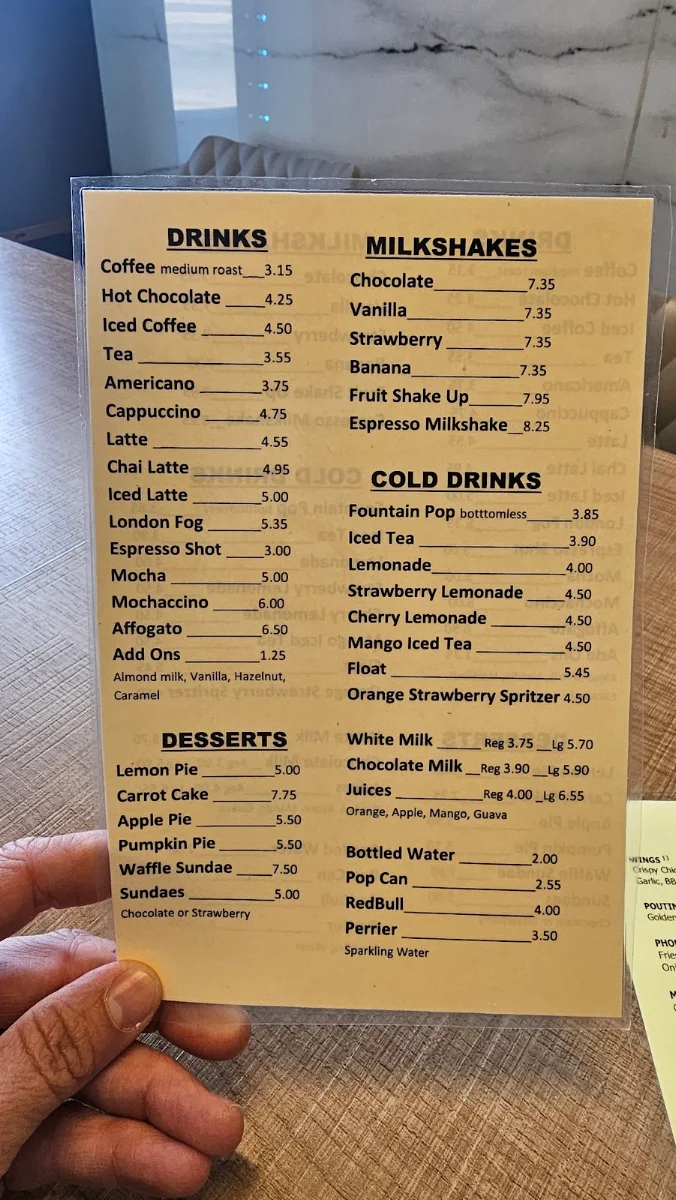 Menu, Phoenix Diner