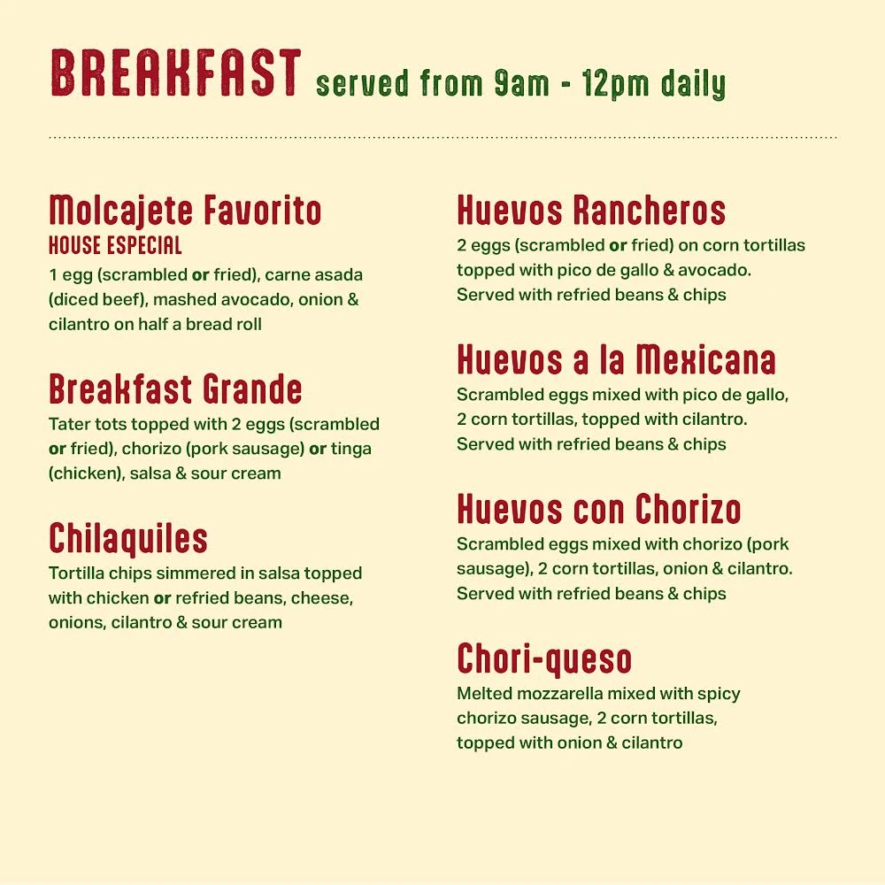 Menu, Molcajete