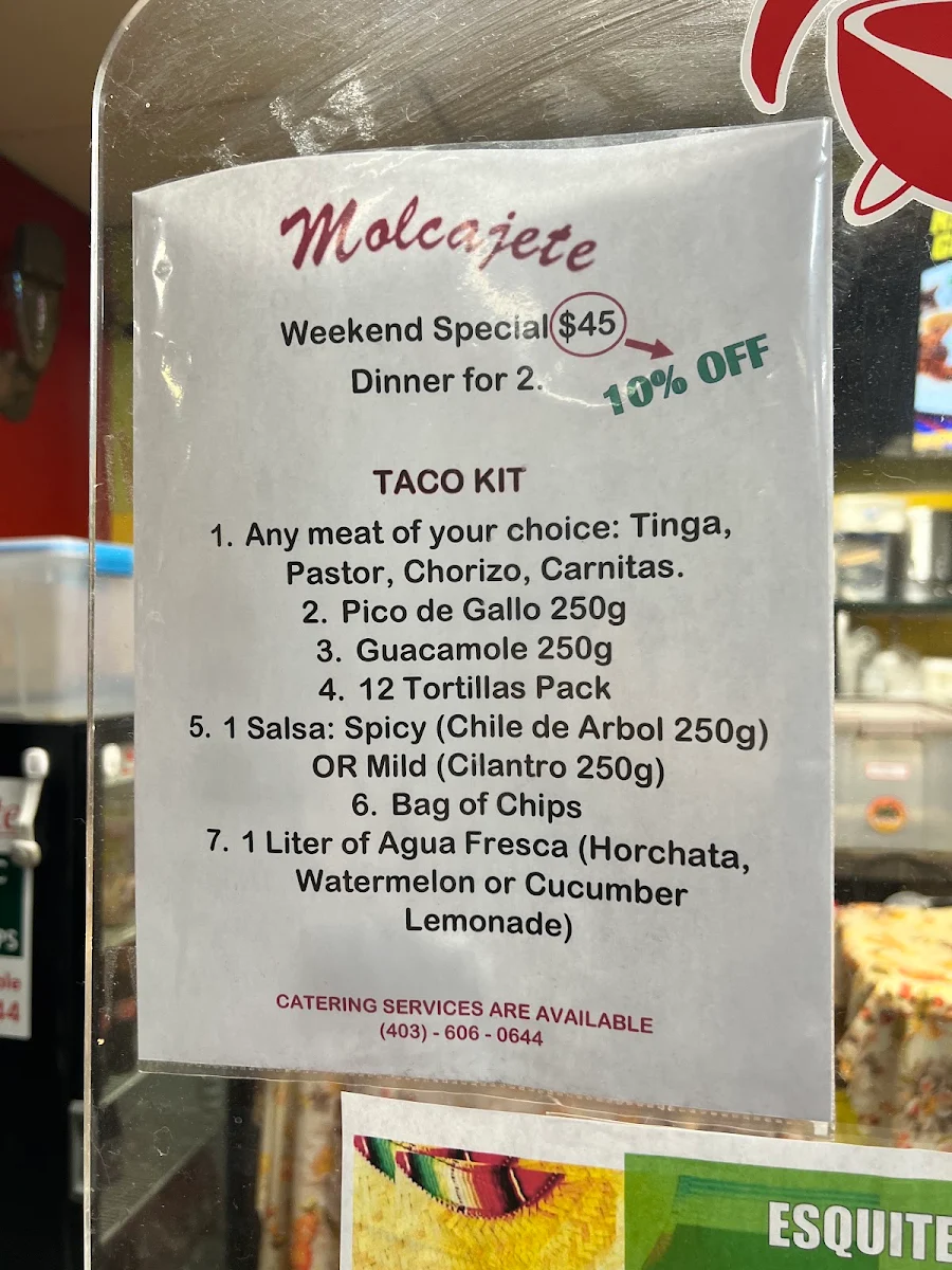 Menu, Molcajete