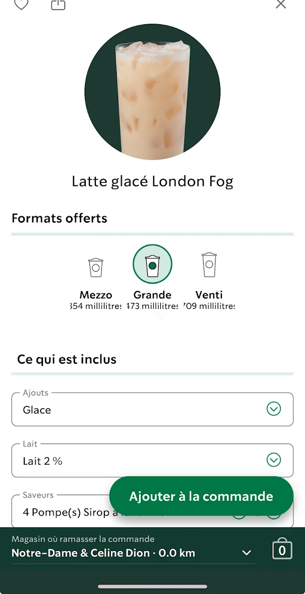 Menu, Starbucks Coffee Company
