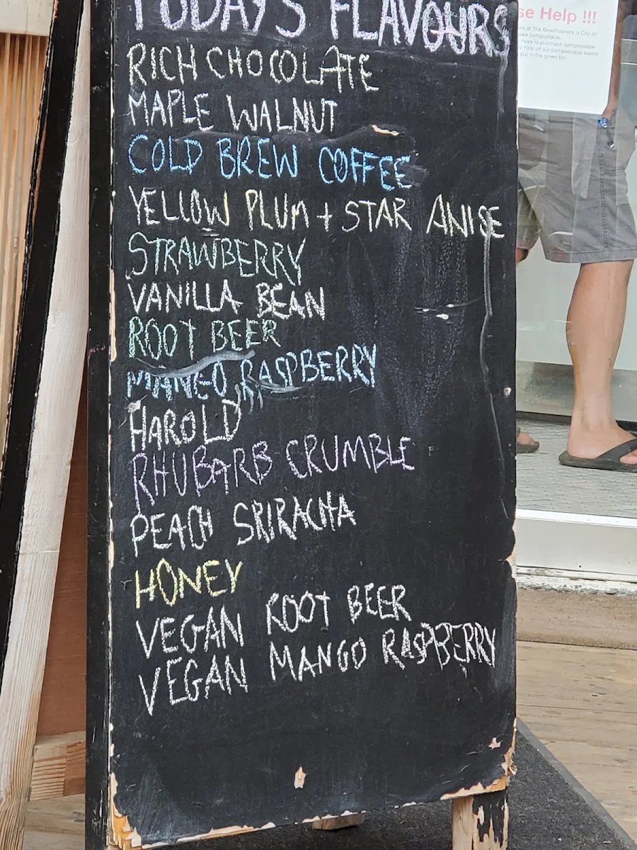 Menu, The Beachconers Microcreamery