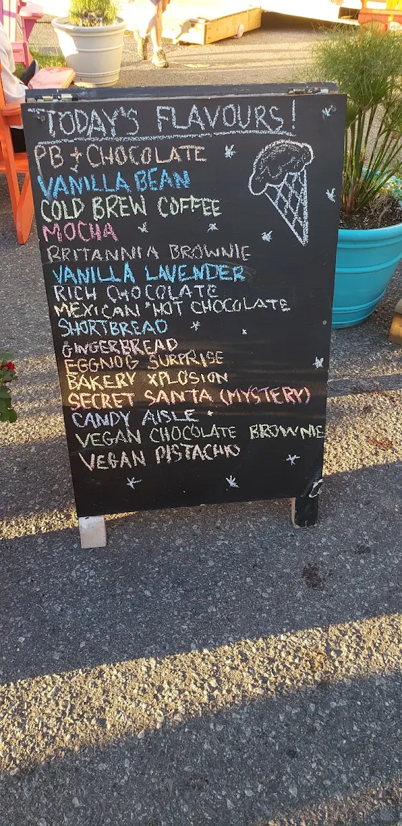 Menu, The Beachconers Microcreamery