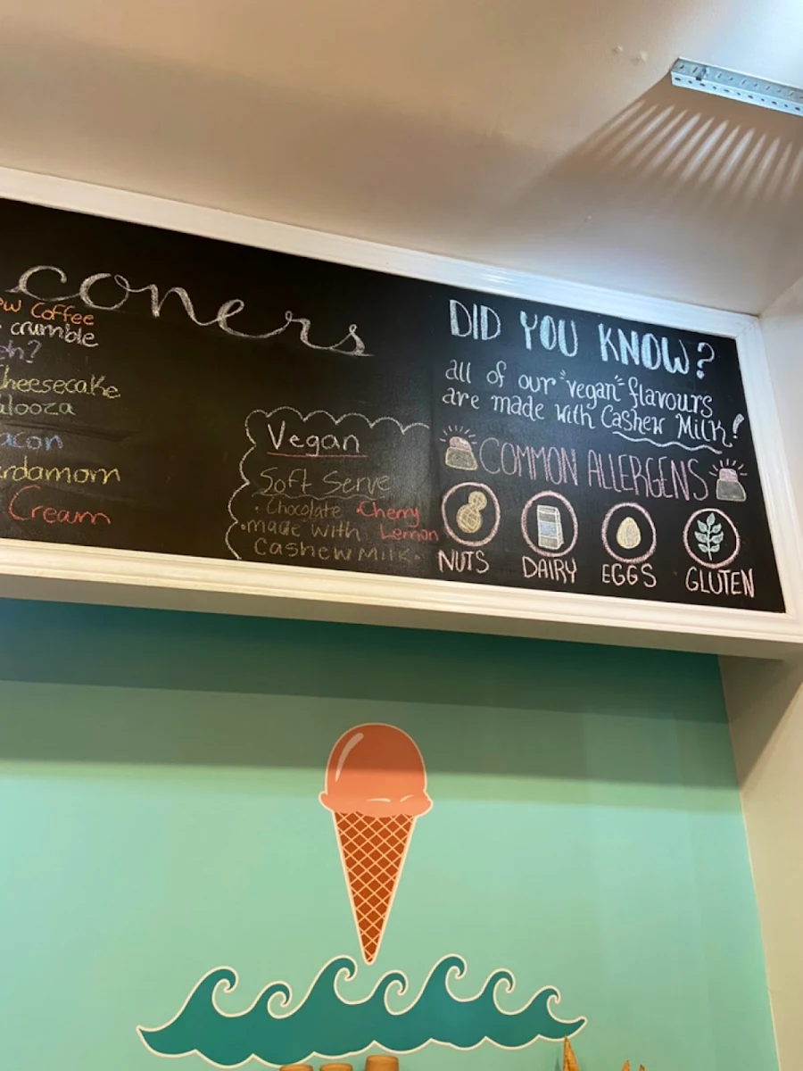 Menu, The Beachconers Microcreamery