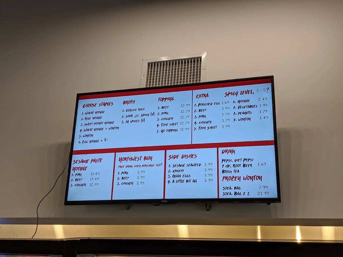 Menu, Alfy's Noodle House