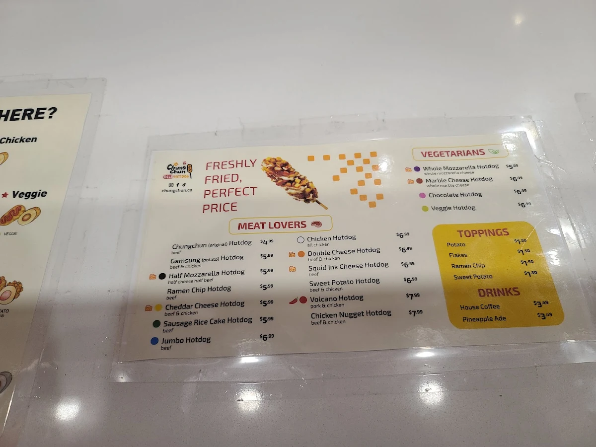 Menu, Chung chun Rice Hot Dog