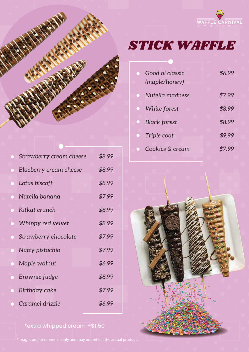 Menu, Waffle Carnival