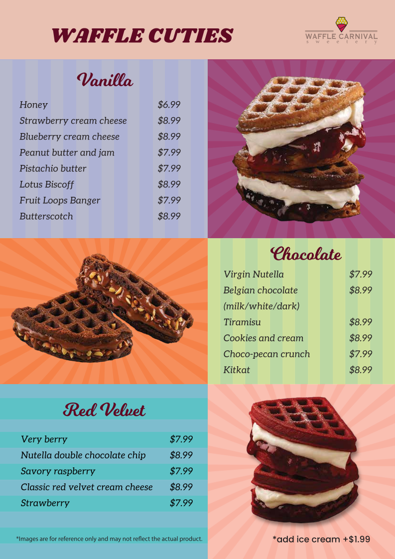 Menu, Waffle Carnival