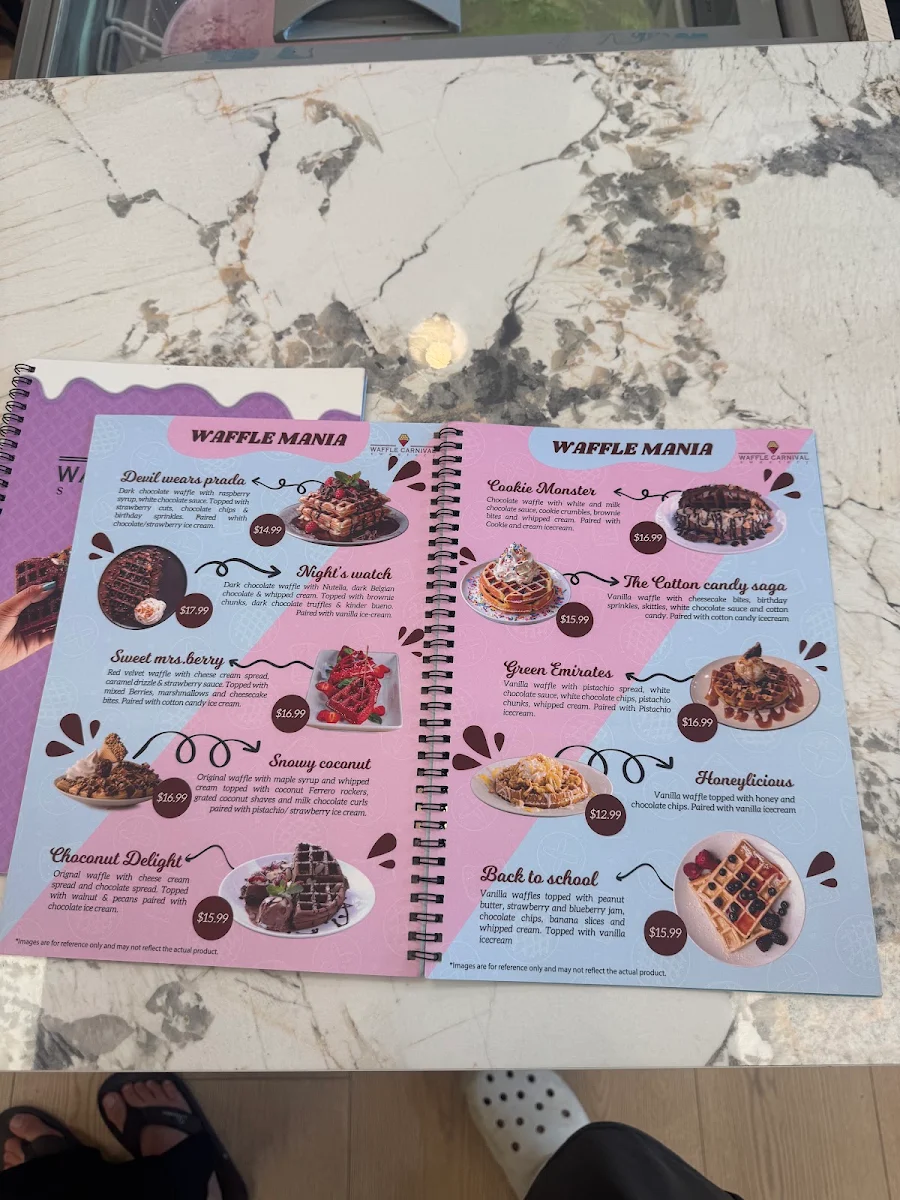 Menu, Waffle Carnival