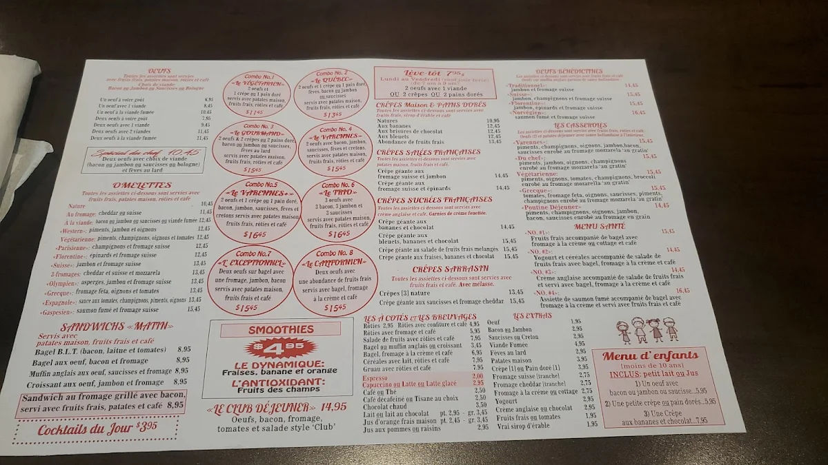 Menu, Varennes Pizzeria