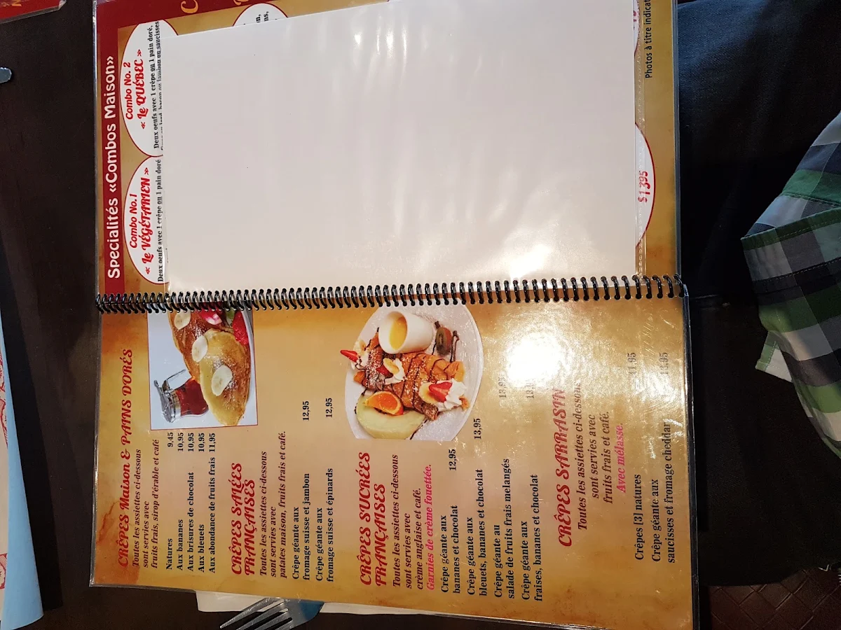 Menu, Varennes Pizzeria