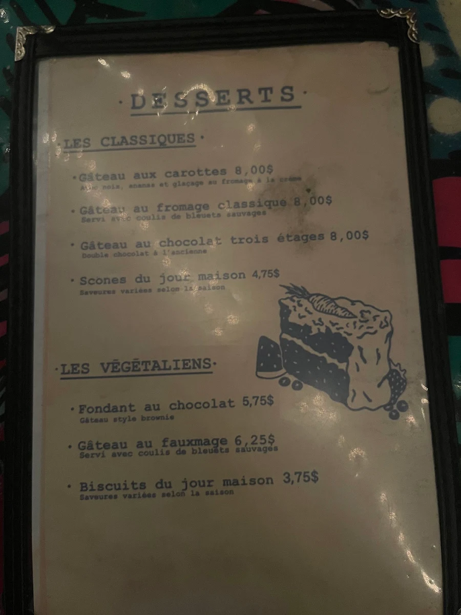 Menu, Café Santropol