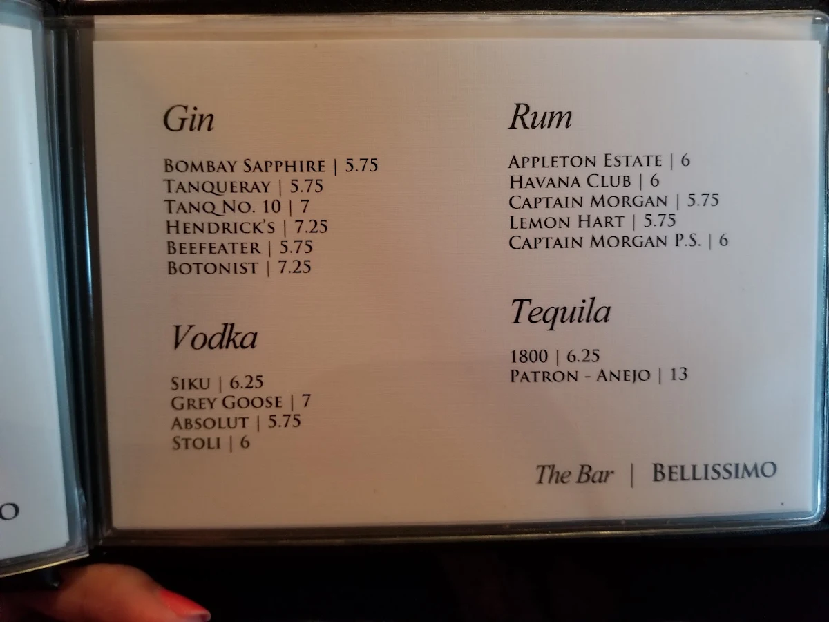 Menu, Bellissimo