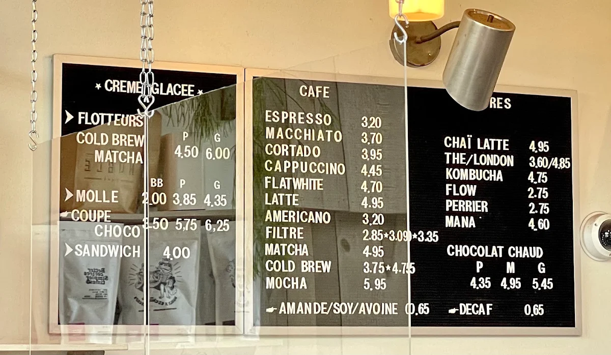Menu, Noble Café