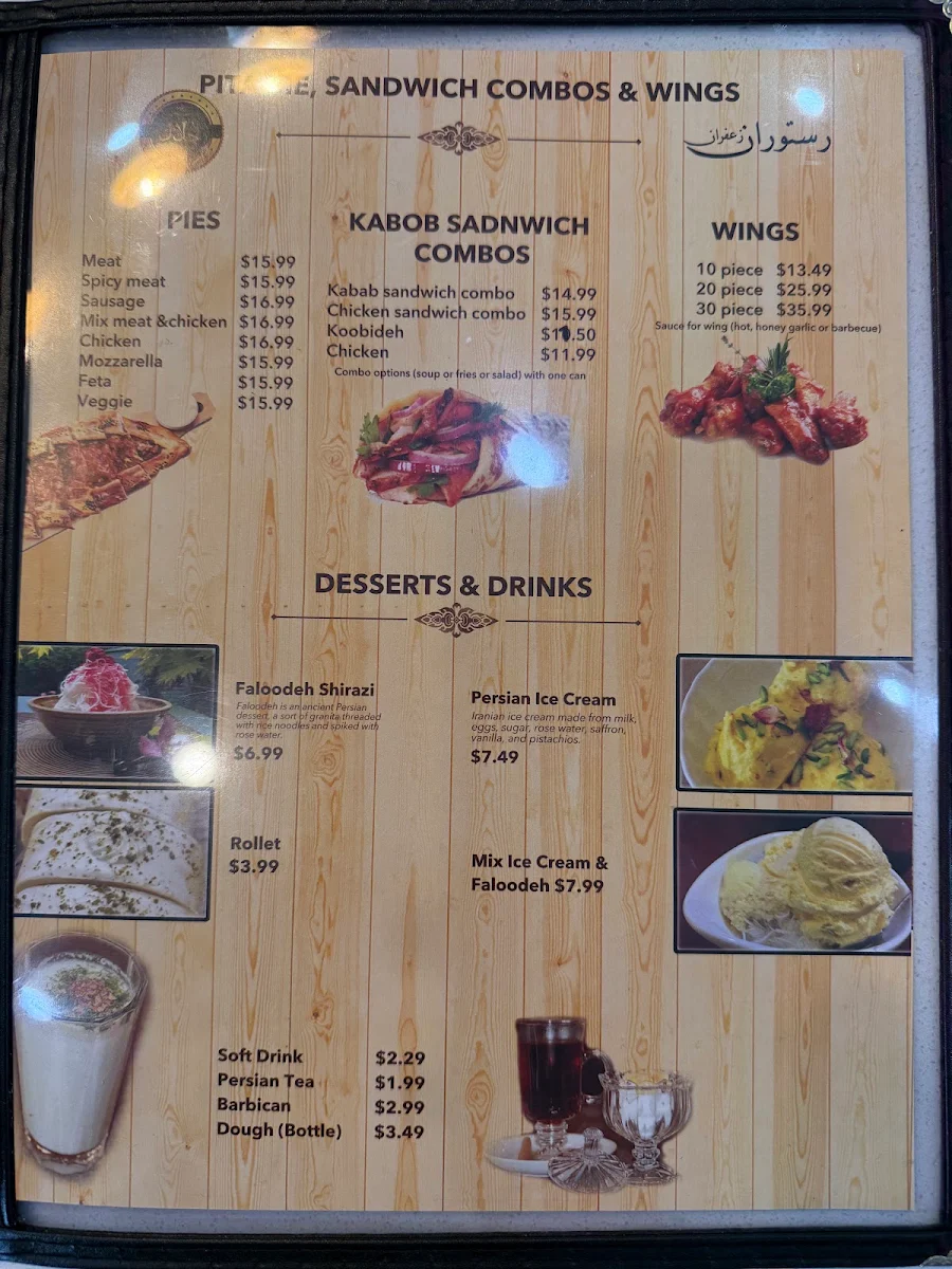 Menu, Saffron Kabab Restaurant