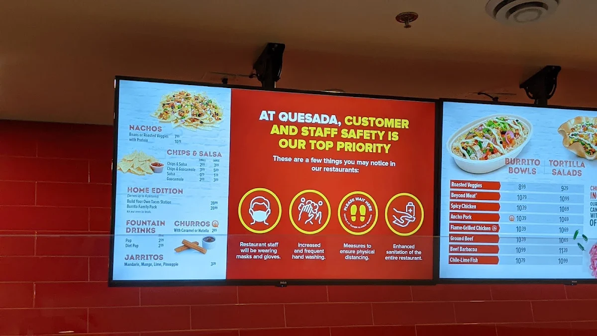 Menu, Quesada Burritos & Tacos