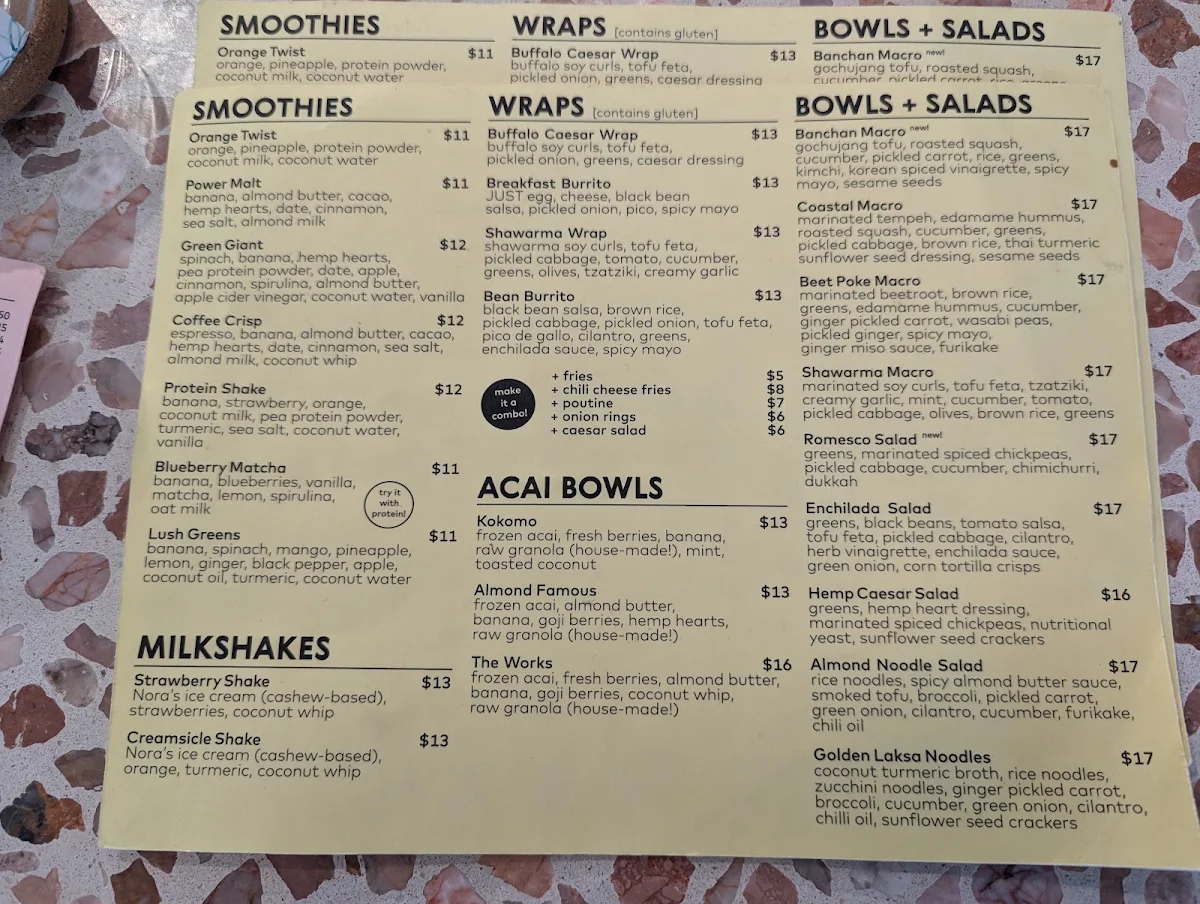 Menu, Kokomo