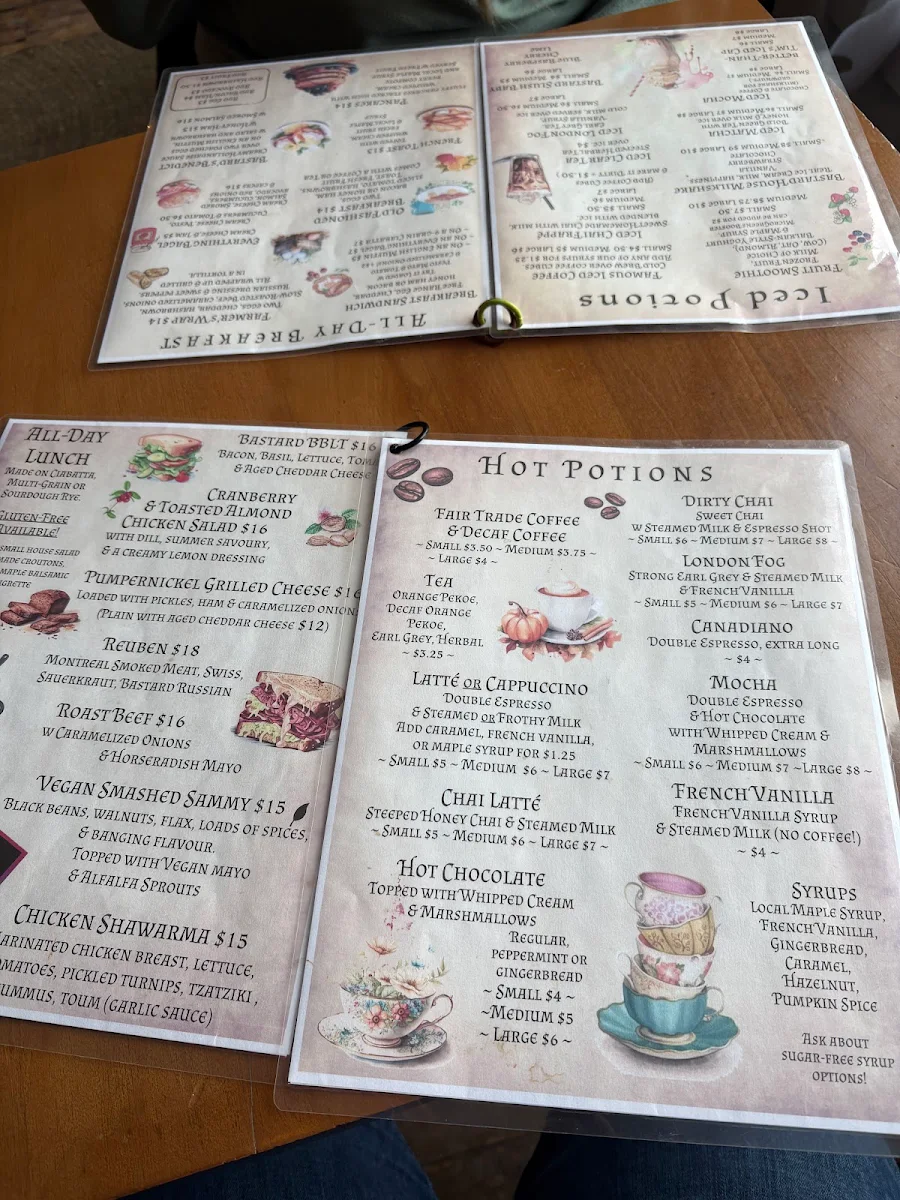 Menu, Bastard Coffee House