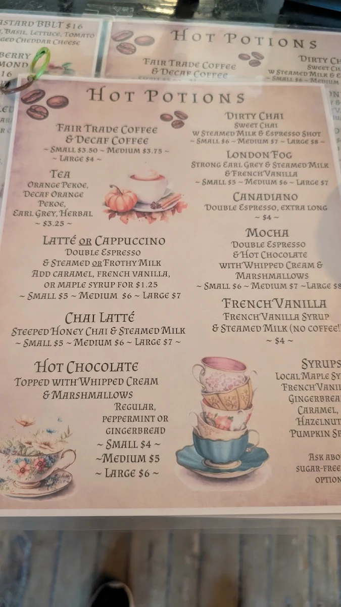 Menu, Bastard Coffee House