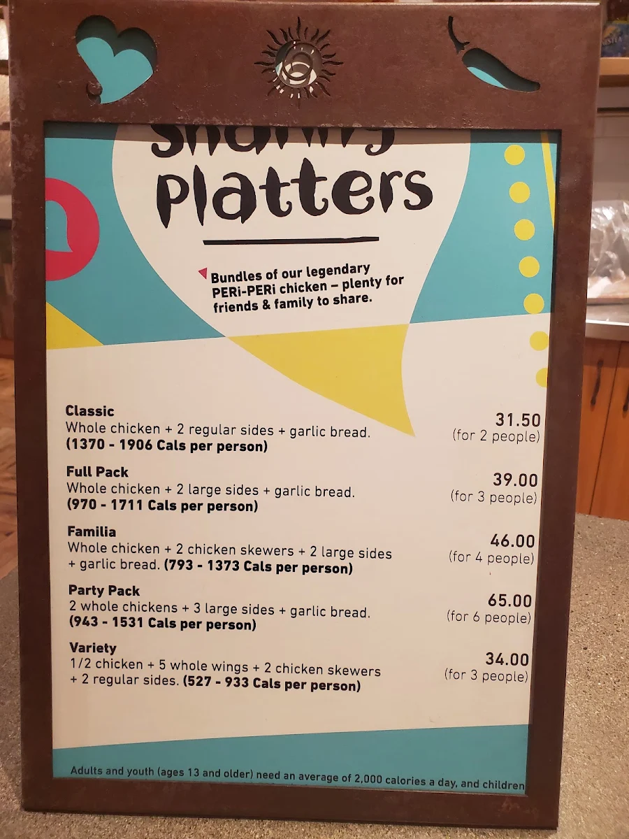 Menu, Nando's PERi-PERi