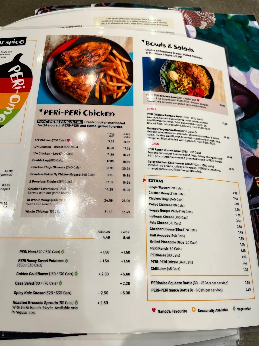 Menu, Nando's PERi-PERi