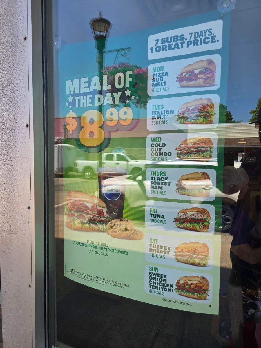 Menu, Subway