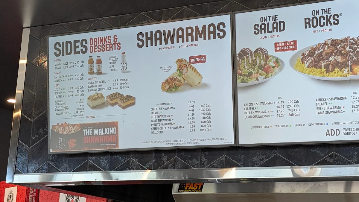 Menu, Osmow's Shawarma