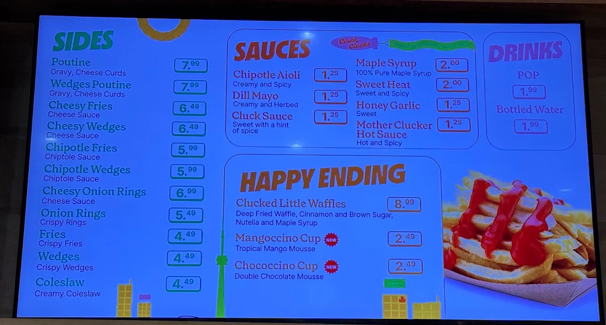 Menu, Cluck Clucks Chicken
