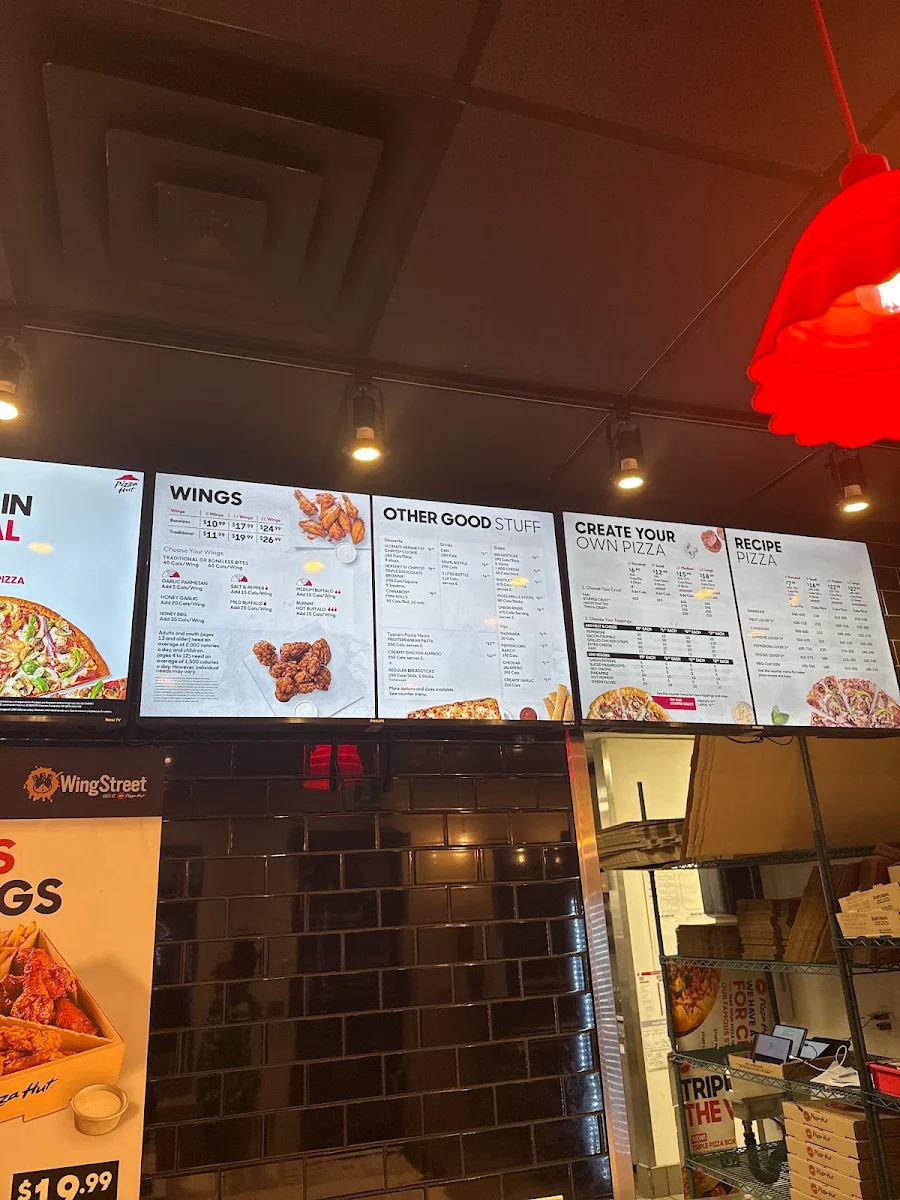 Menu, Pizza Hut