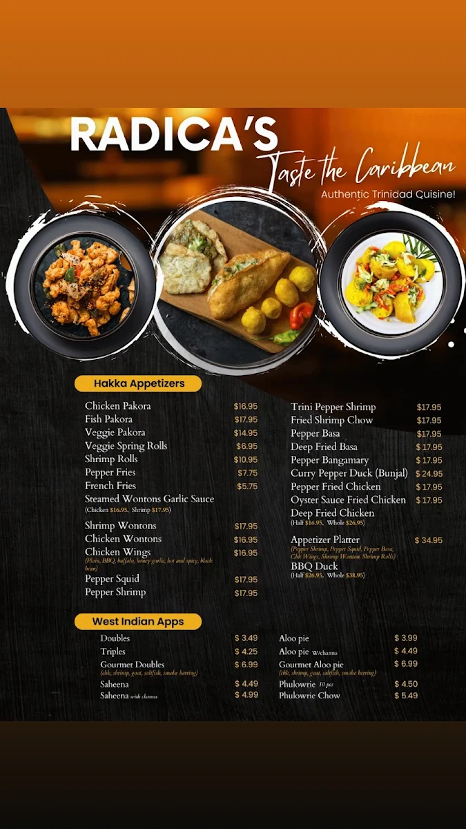 Menu, Radica’s Hot & Spicy