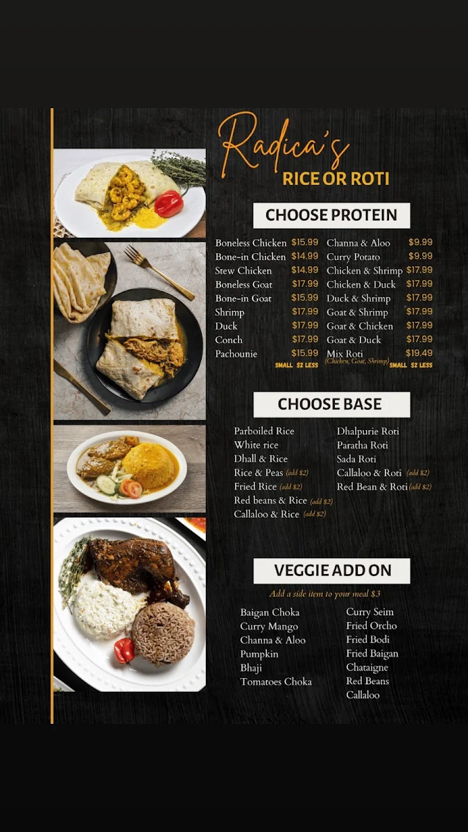 Menu, Radica’s Hot & Spicy