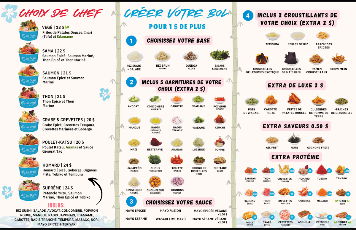 Menu, Le Poké Station Ste-Dorothée