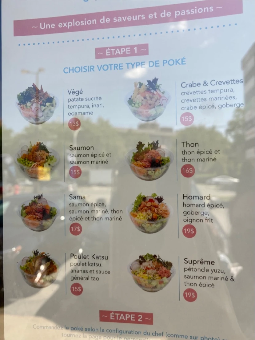 Menu, Le Poké Station Ste-Dorothée